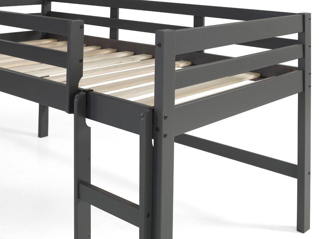 Twin Loft Bed Gray Finish - FurniFindUSA