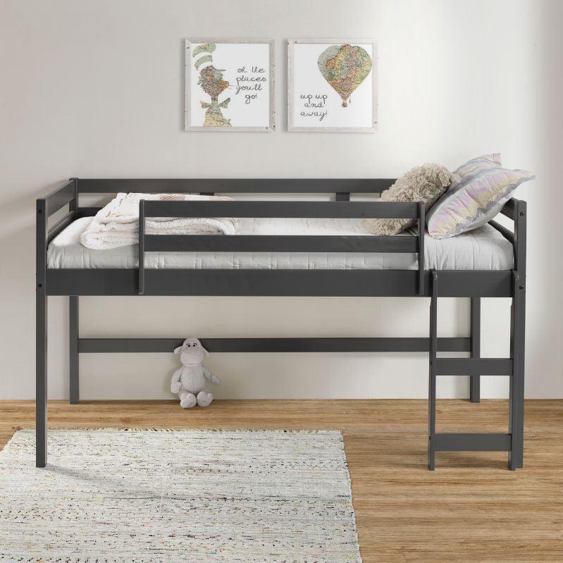 Twin Loft Bed Gray Finish - FurniFindUSA