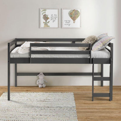 Twin Loft Bed Gray Finish - FurniFindUSA