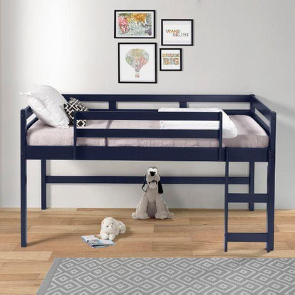 Twin Loft Bed Navy Blue Finish - FurniFindUSA