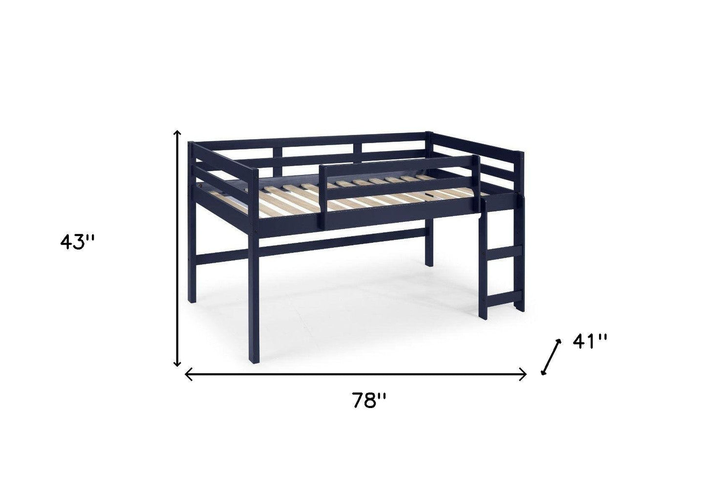 Twin Loft Bed Navy Blue Finish - FurniFindUSA