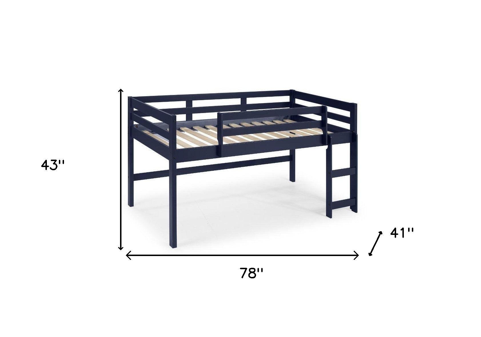 Twin Loft Bed Navy Blue Finish - FurniFindUSA