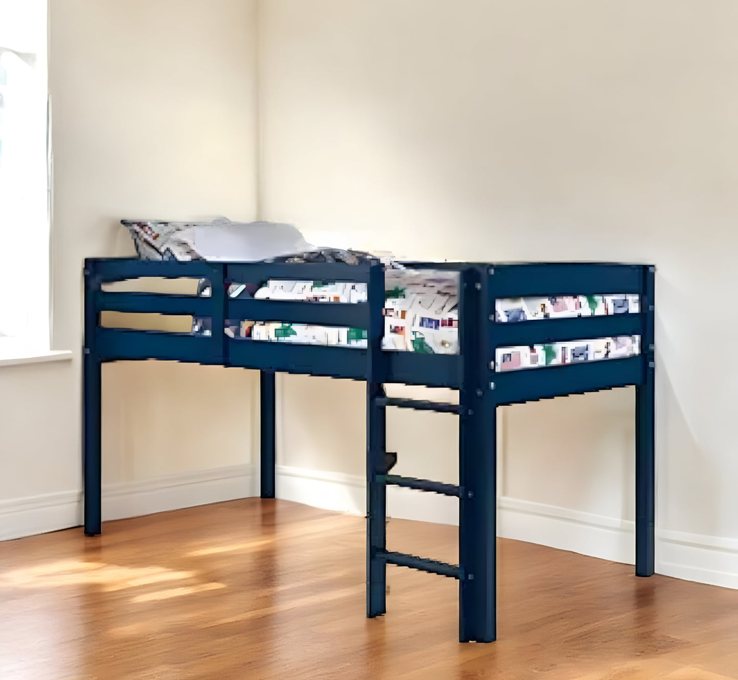 Twin Loft Bed Navy Blue Finish