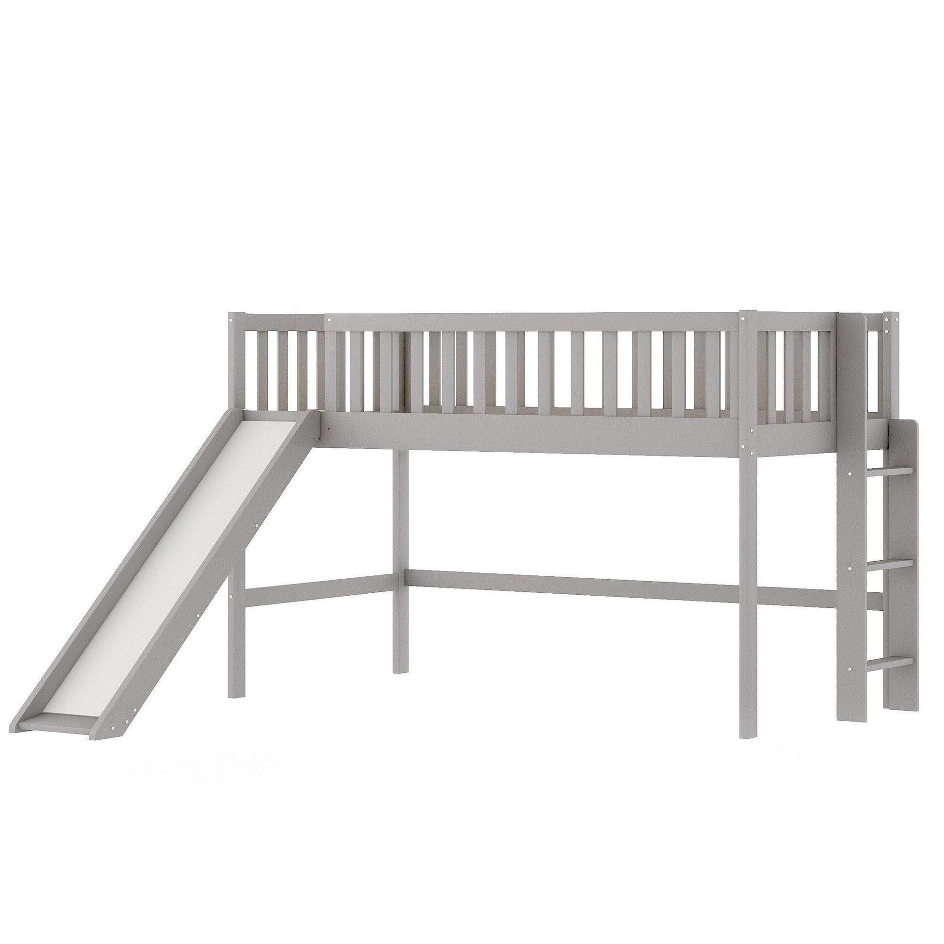 Gray Twin Traditional Manufactured Wood and Solid Wood Bunk Bed - FurniFindUSA