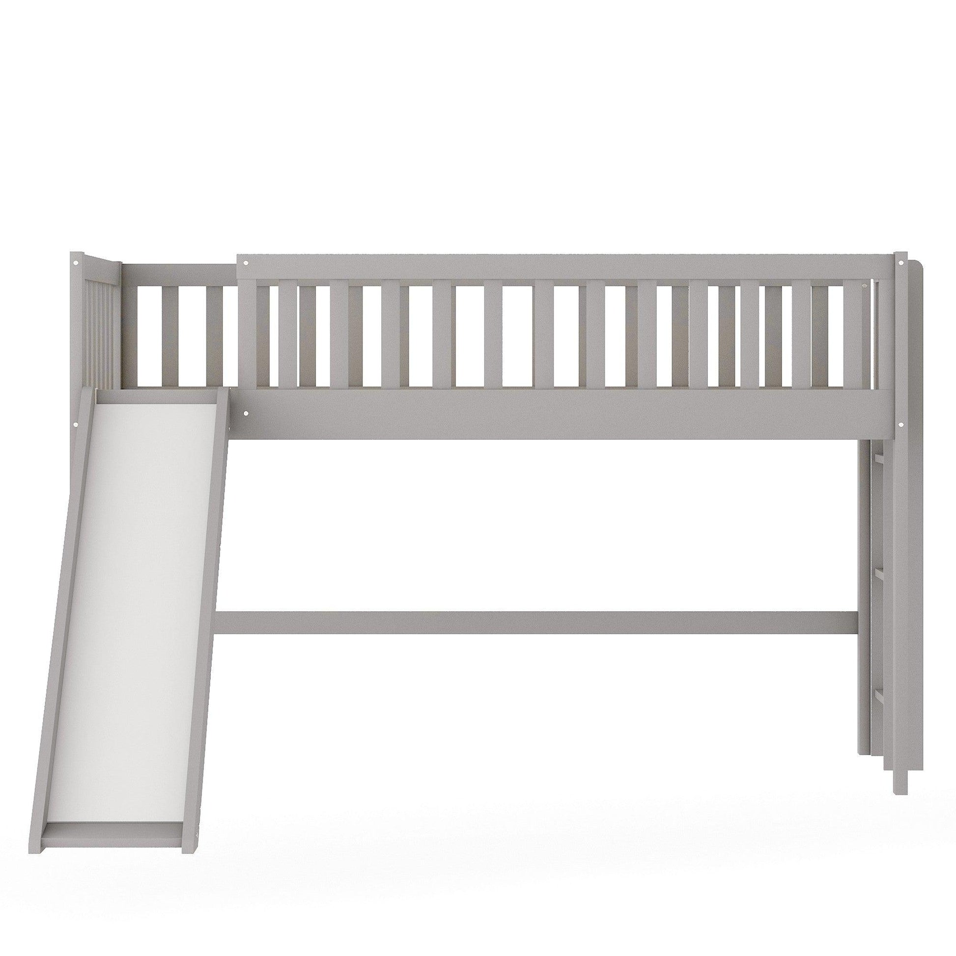 Gray Twin Traditional Manufactured Wood and Solid Wood Bunk Bed - FurniFindUSA
