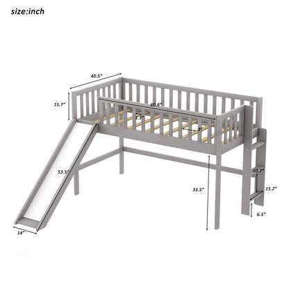 Gray Twin Traditional Manufactured Wood and Solid Wood Bunk Bed - FurniFindUSA