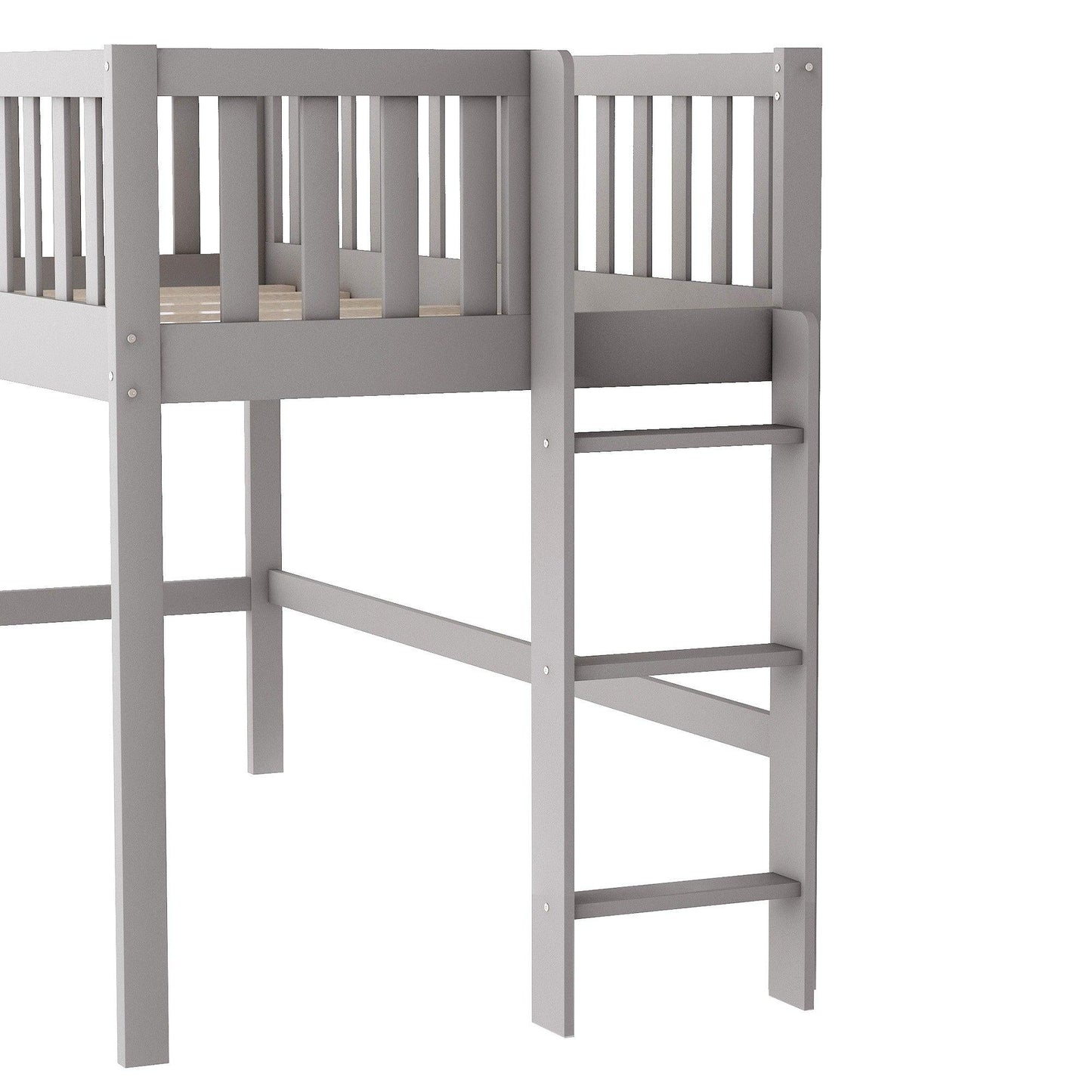 Gray Twin Traditional Manufactured Wood and Solid Wood Bunk Bed - FurniFindUSA