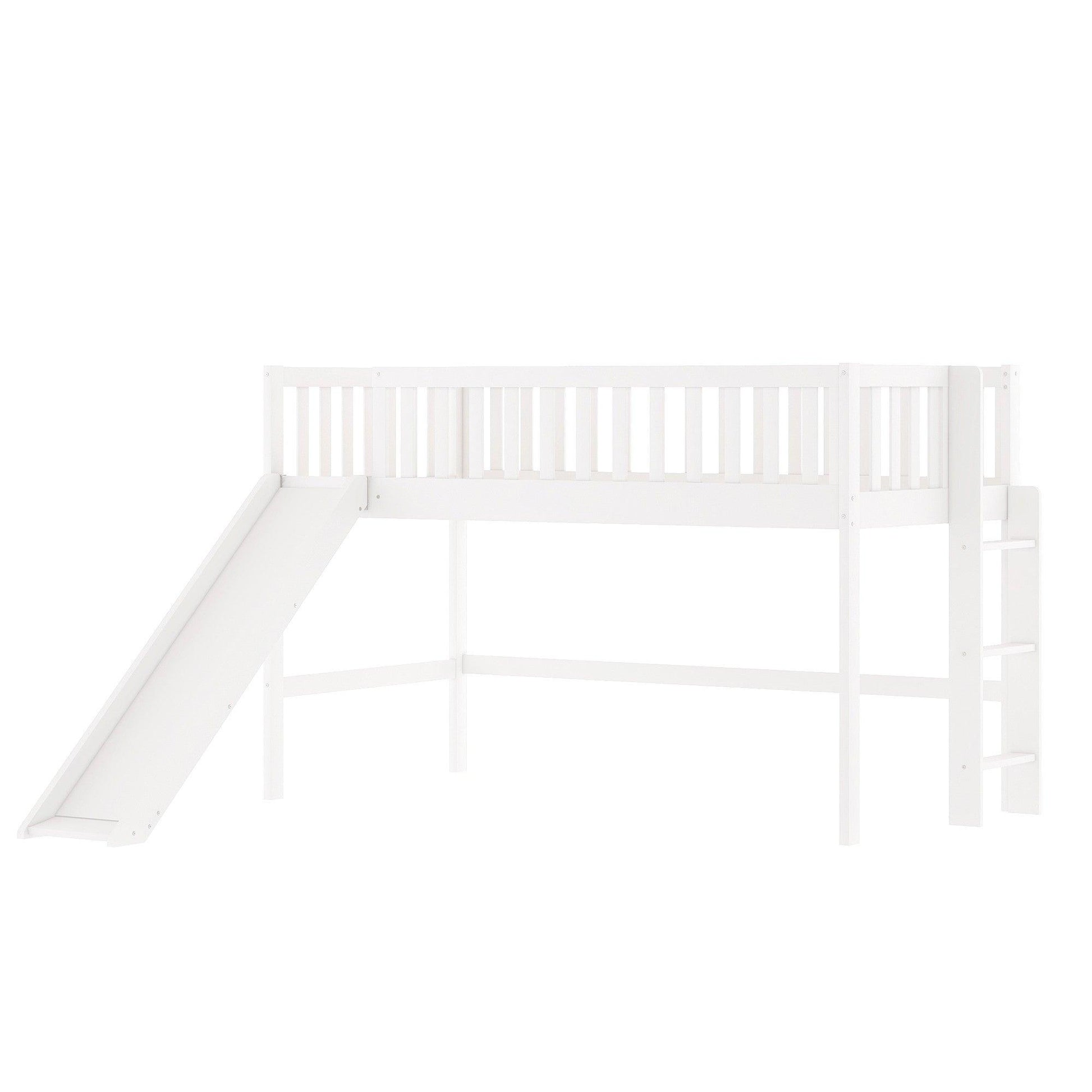 White Twin Traditional Manufactured Wood and Solid Wood Bunk Bed - FurniFindUSA