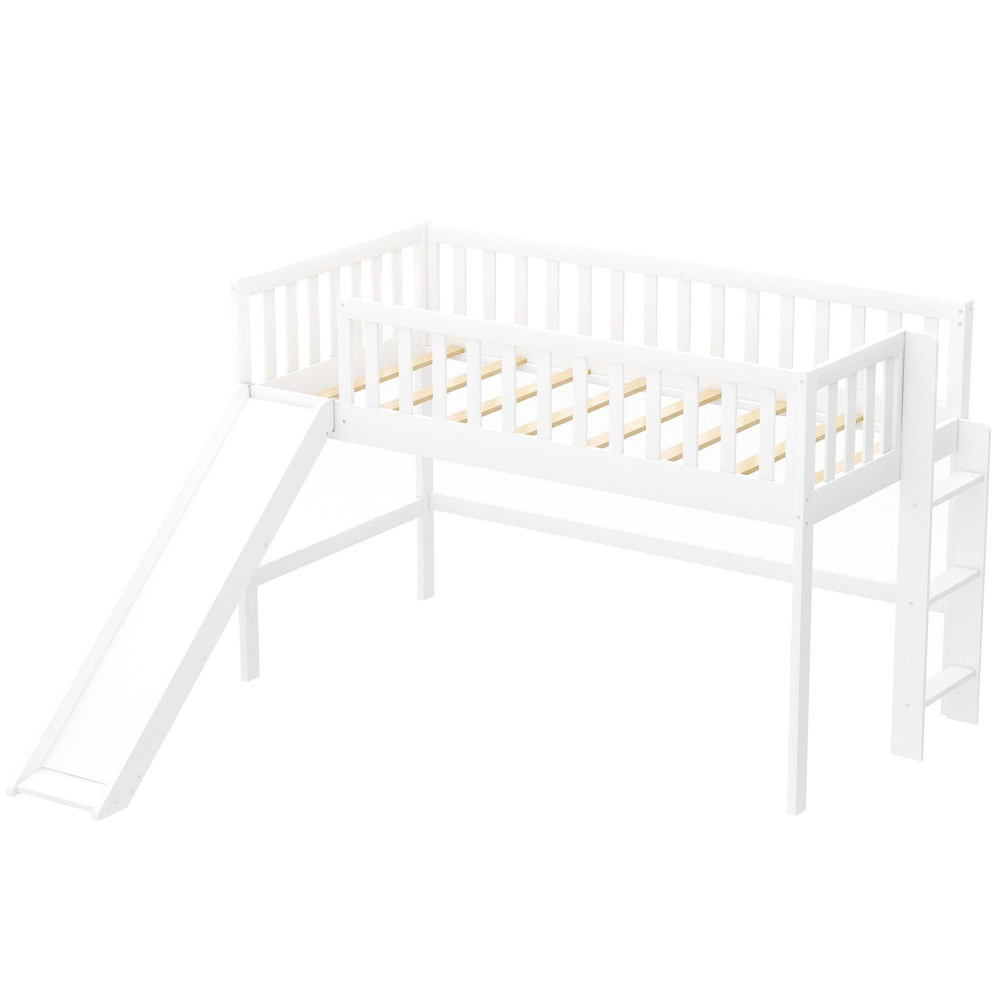 White Twin Traditional Manufactured Wood and Solid Wood Bunk Bed - FurniFindUSA