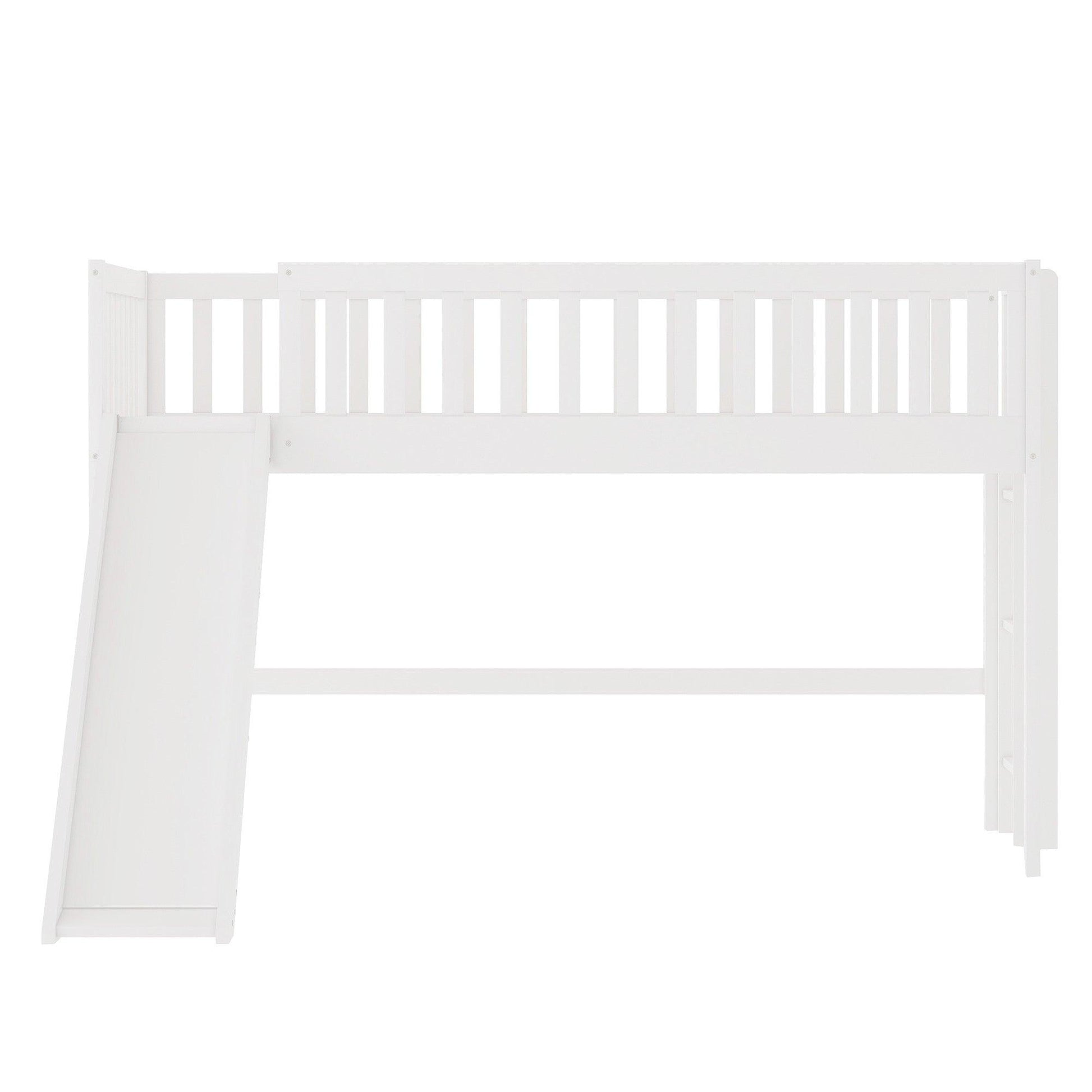 White Twin Traditional Manufactured Wood and Solid Wood Bunk Bed - FurniFindUSA