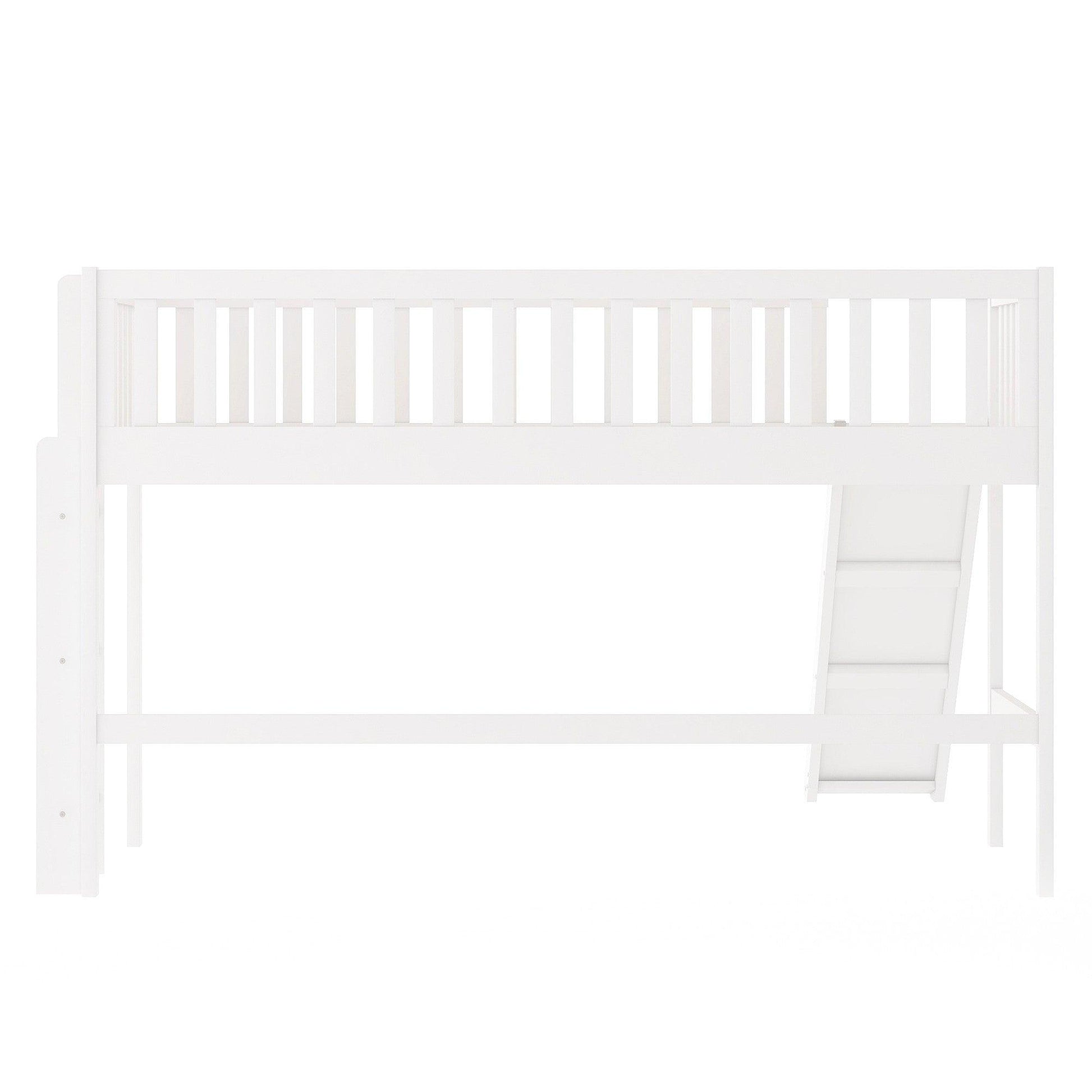 White Twin Traditional Manufactured Wood and Solid Wood Bunk Bed - FurniFindUSA