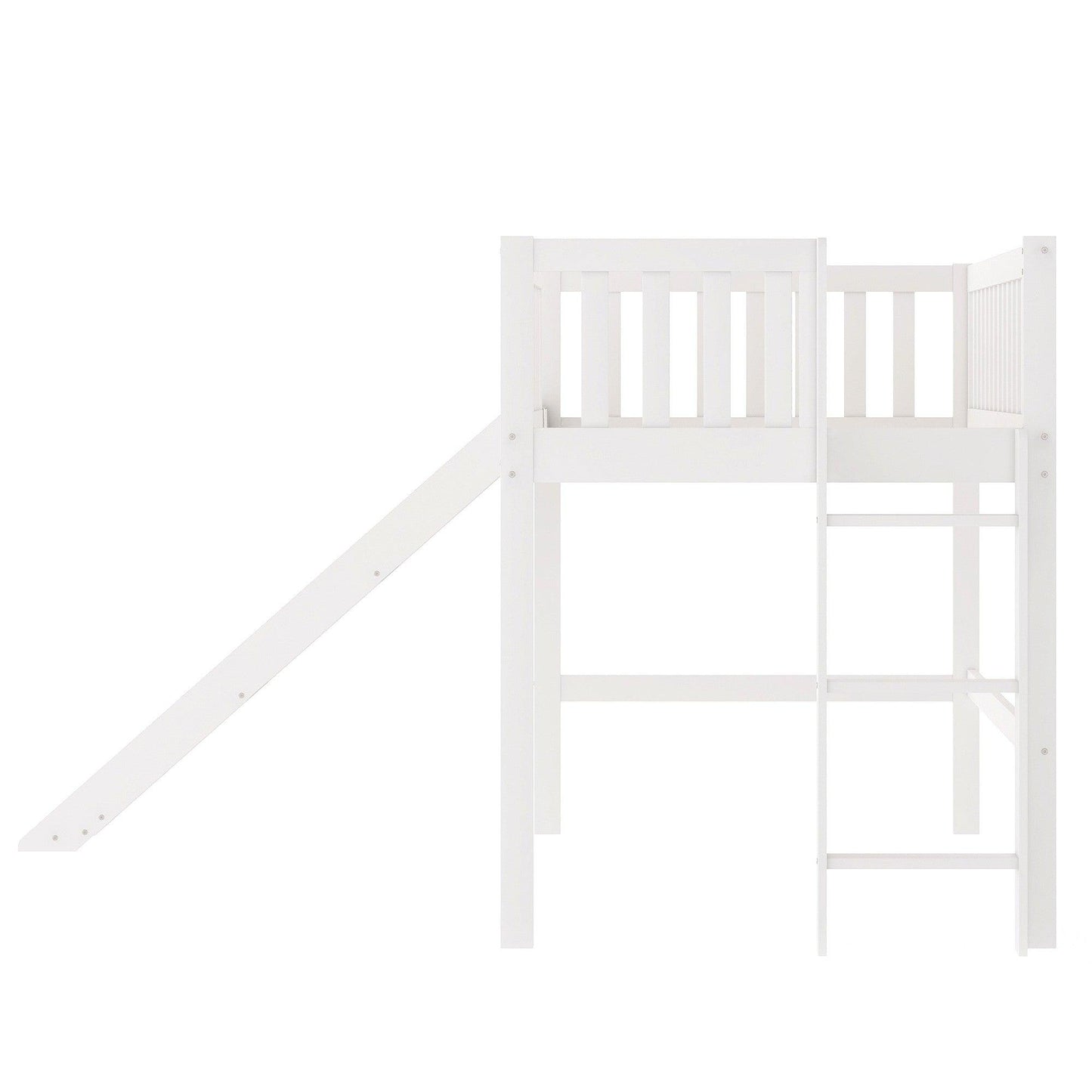 White Twin Traditional Manufactured Wood and Solid Wood Bunk Bed - FurniFindUSA