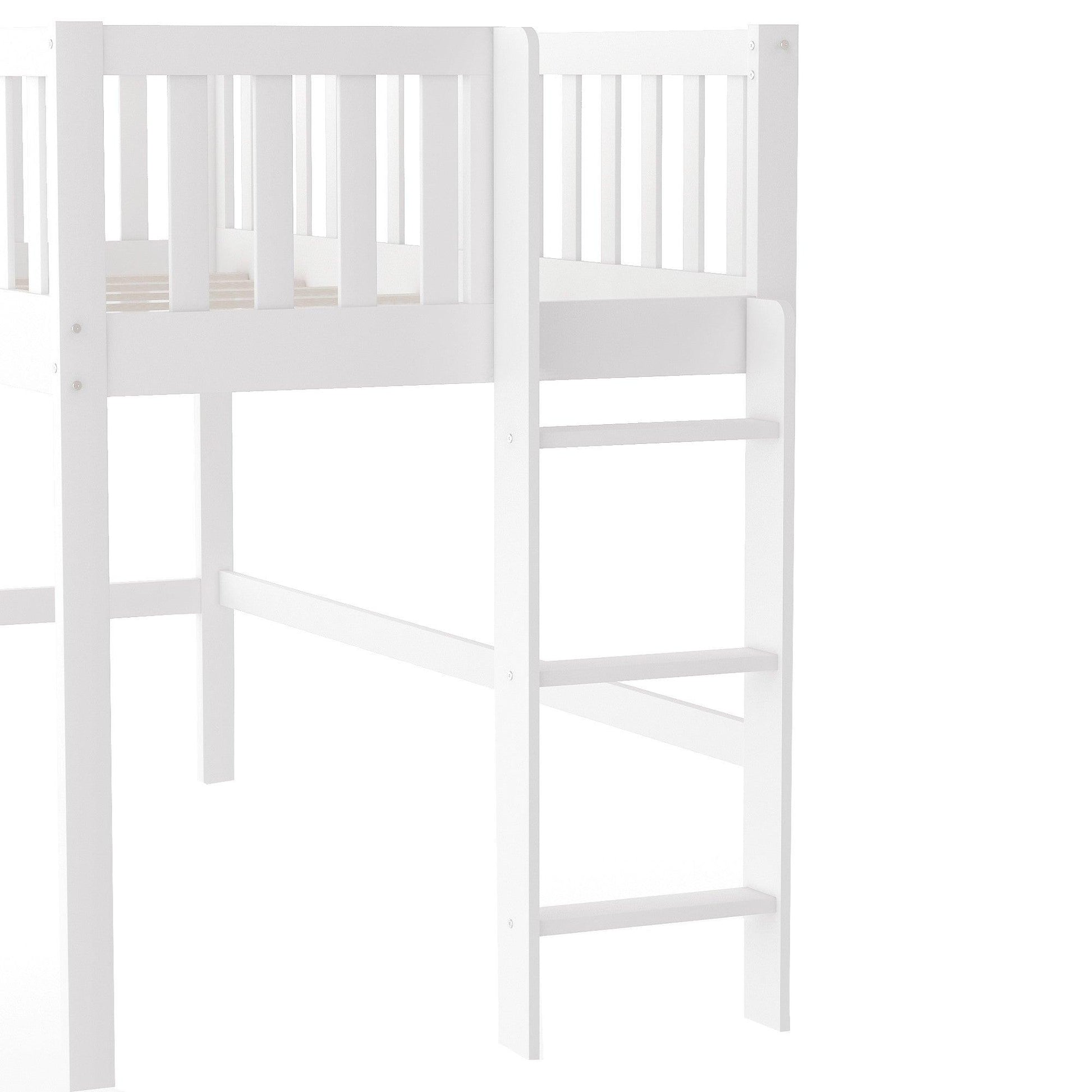 White Twin Traditional Manufactured Wood and Solid Wood Bunk Bed - FurniFindUSA