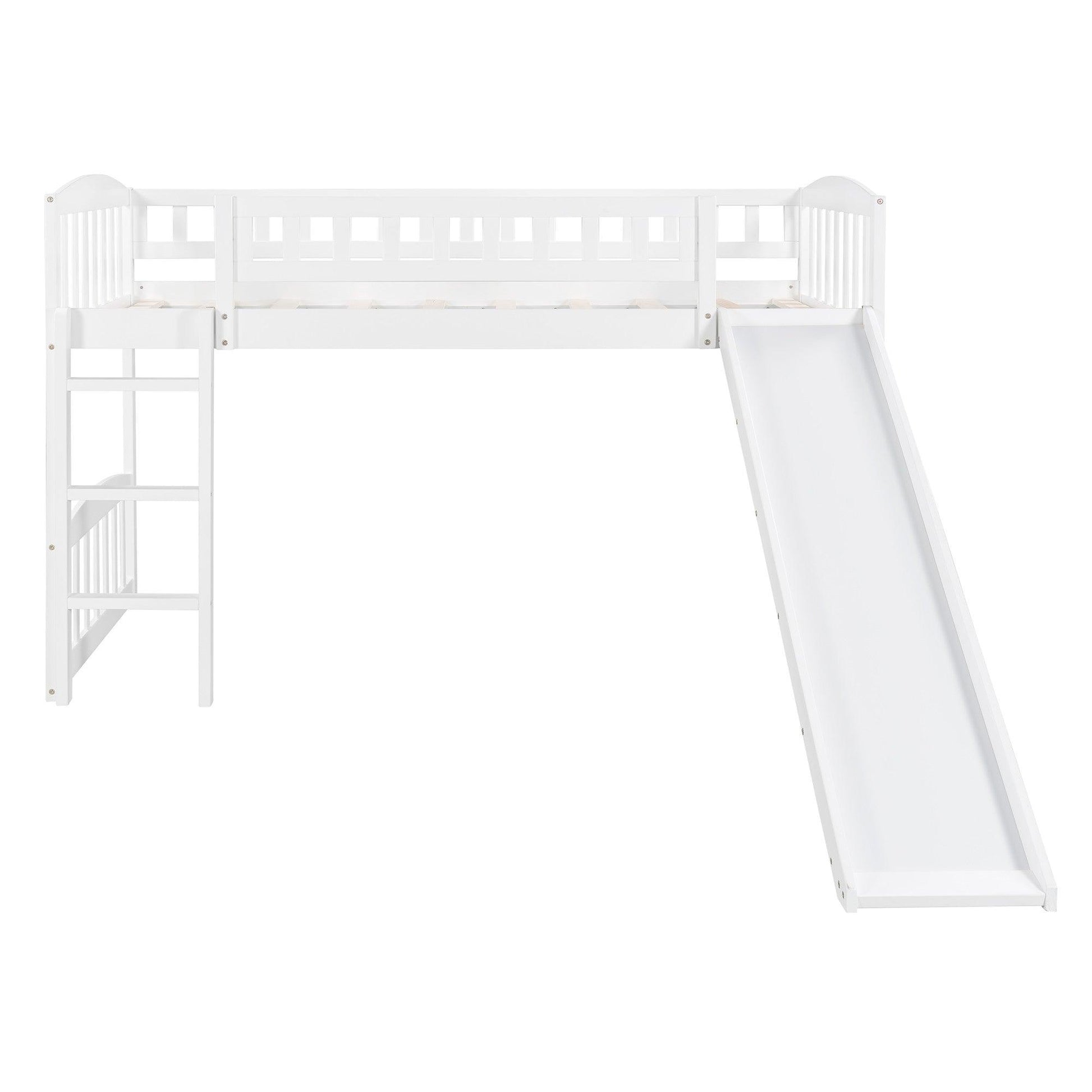 White Twin Traditional Manufactured Wood and Solid Wood Bunk Bed - FurniFindUSA