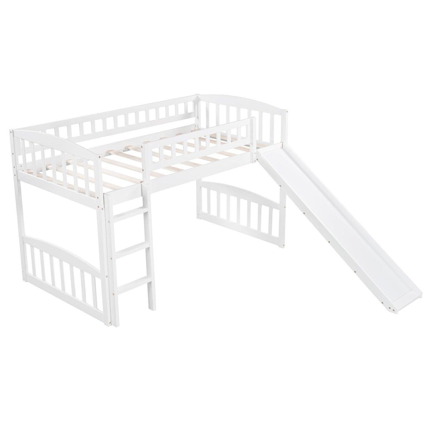 White Twin Traditional Manufactured Wood and Solid Wood Bunk Bed - FurniFindUSA