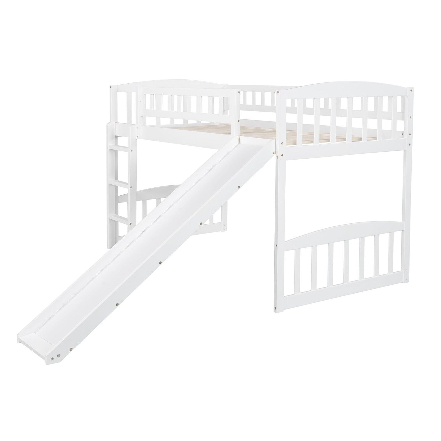 White Twin Traditional Manufactured Wood and Solid Wood Bunk Bed - FurniFindUSA