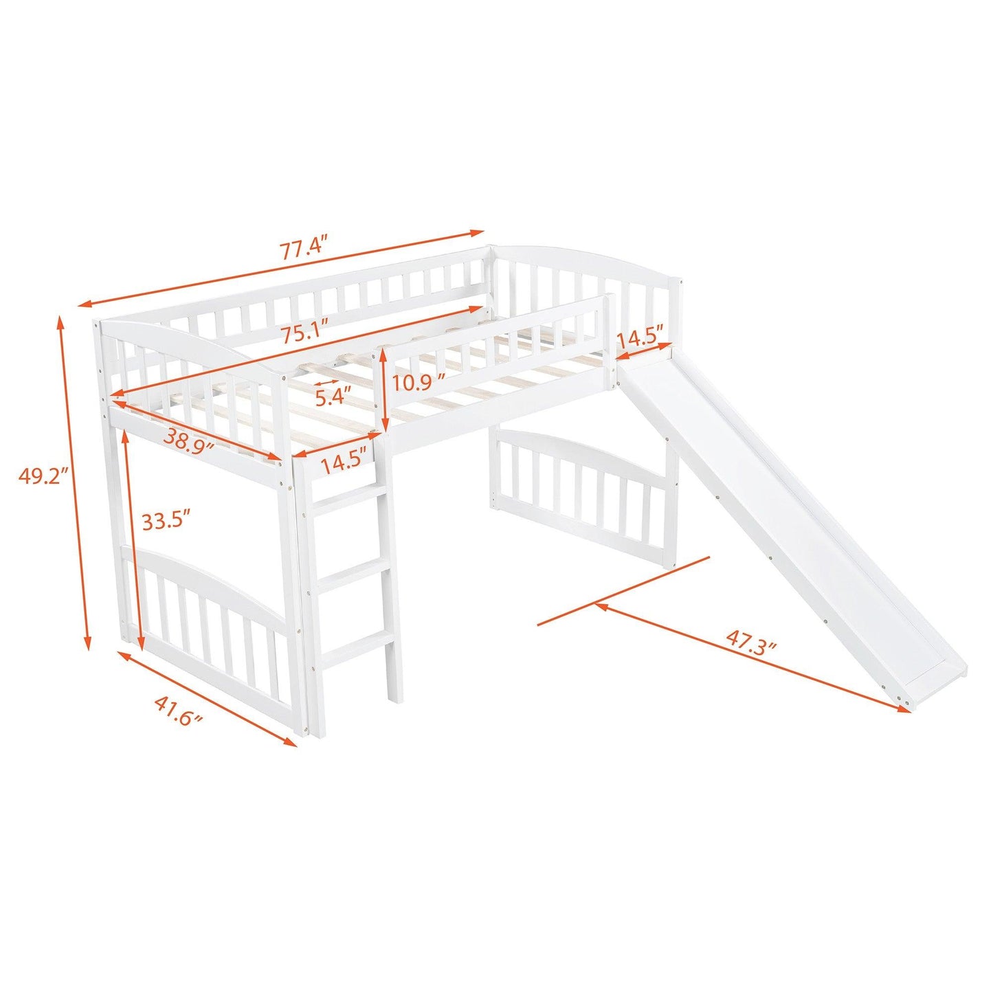 White Twin Traditional Manufactured Wood and Solid Wood Bunk Bed - FurniFindUSA