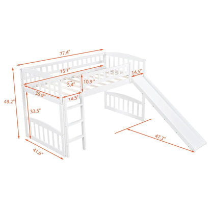 White Twin Traditional Manufactured Wood and Solid Wood Bunk Bed - FurniFindUSA