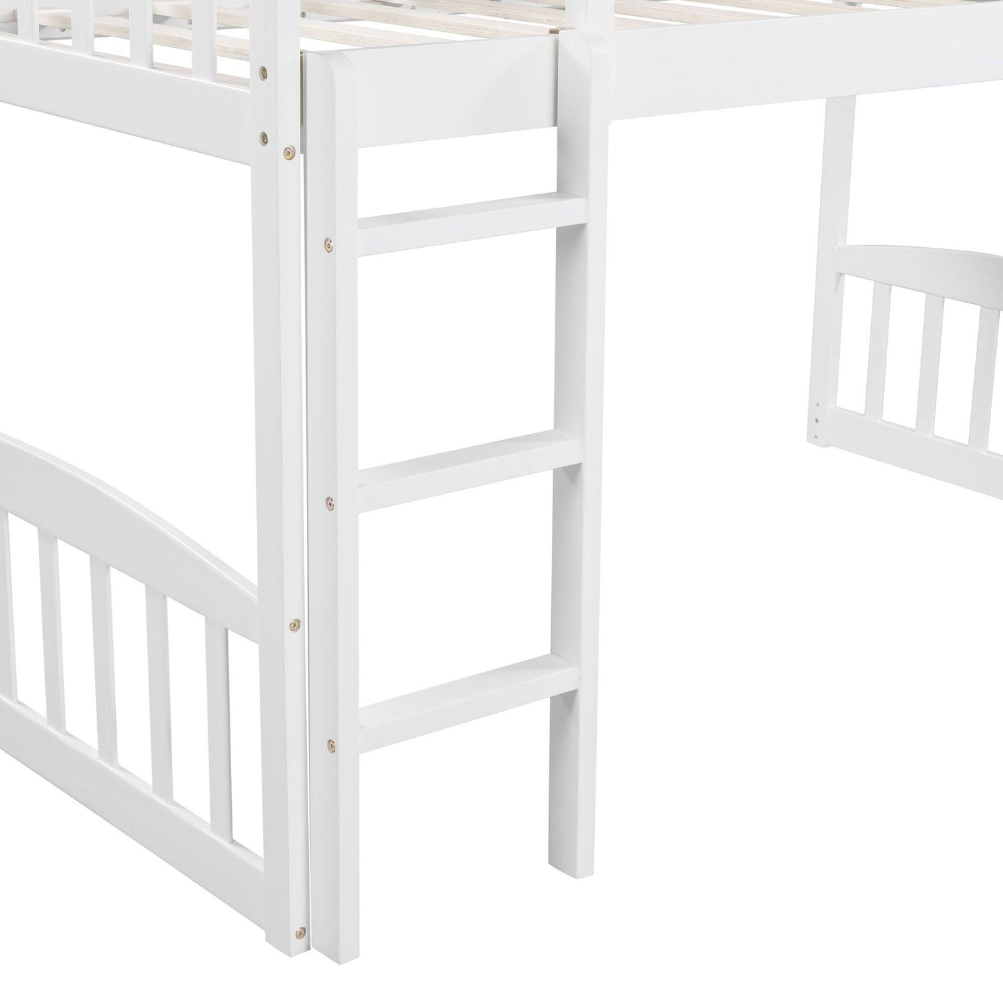 White Twin Traditional Manufactured Wood and Solid Wood Bunk Bed - FurniFindUSA