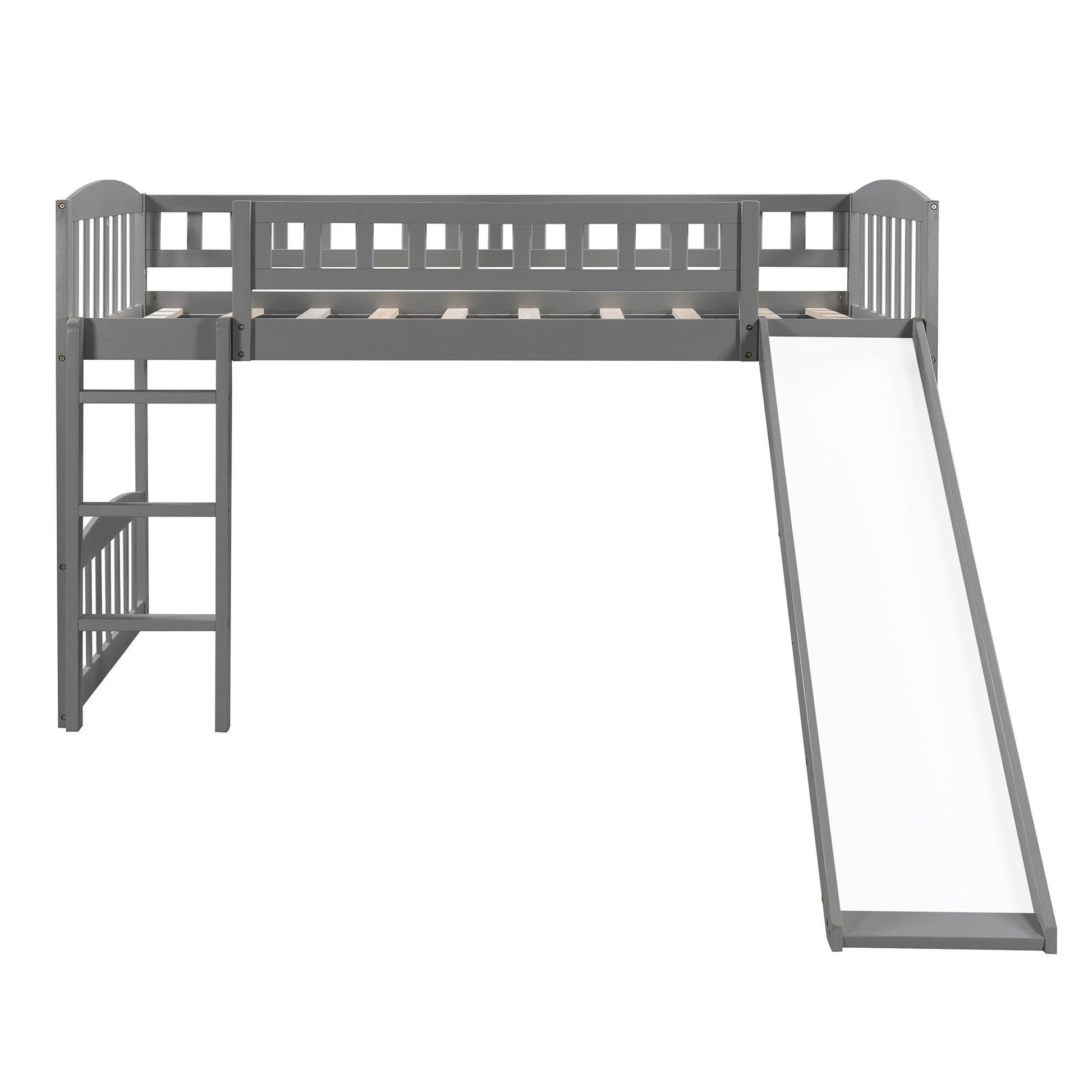 Gray Twin Traditional Manufactured Wood and Solid Wood Bunk Bed - FurniFindUSA