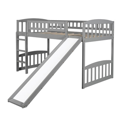 Gray Twin Traditional Manufactured Wood and Solid Wood Bunk Bed - FurniFindUSA