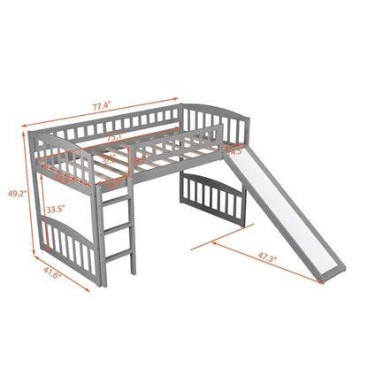 Gray Twin Traditional Manufactured Wood and Solid Wood Bunk Bed - FurniFindUSA