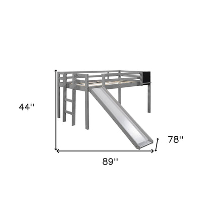 Gray Twin Loft Bed Bed Chalkboard and Slide - FurniFindUSA