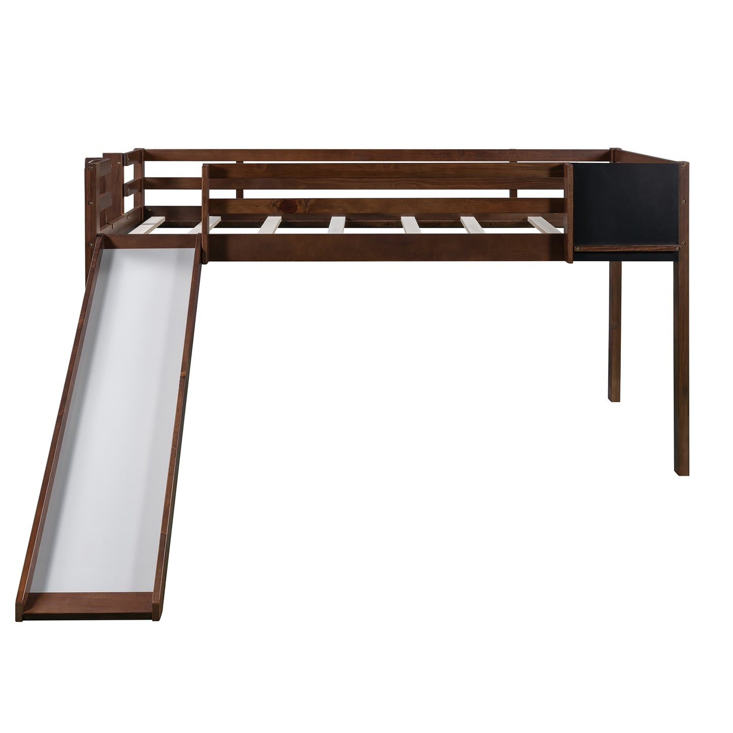 Walnut Twin Loft Bed Bed Chalkboard and Slide