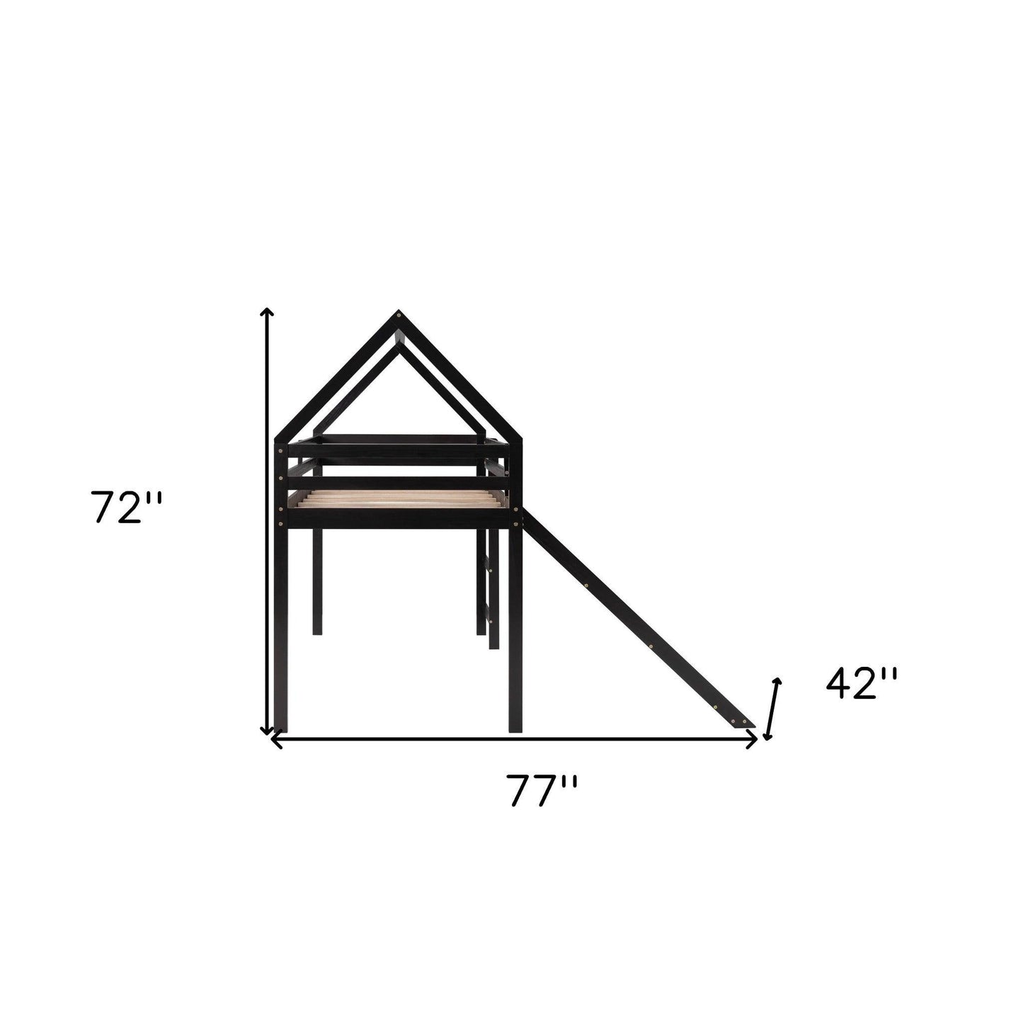 Brown Twin Size Slide House Loft Bed - FurniFindUSA