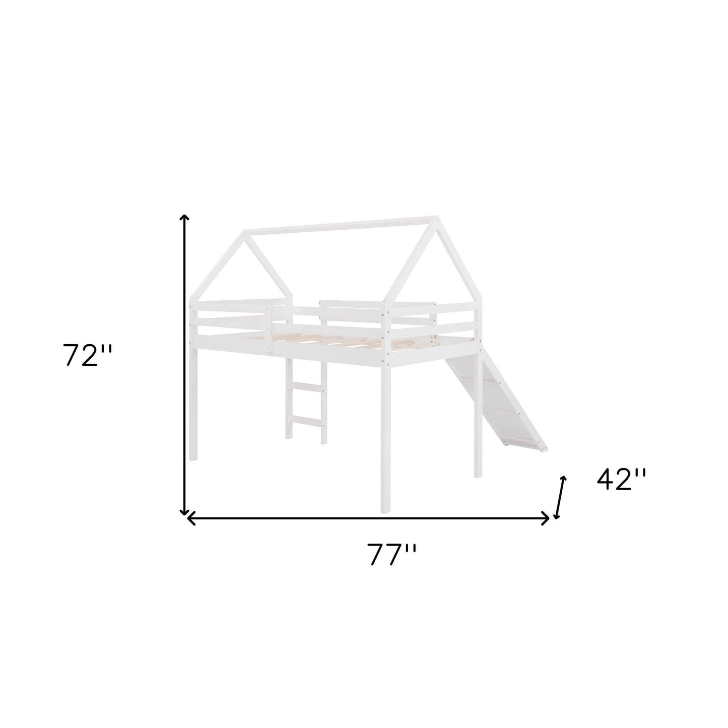 White Twin Size Slide House Loft Bed - FurniFindUSA