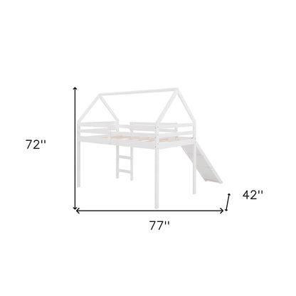 White Twin Size Slide House Loft Bed - FurniFindUSA