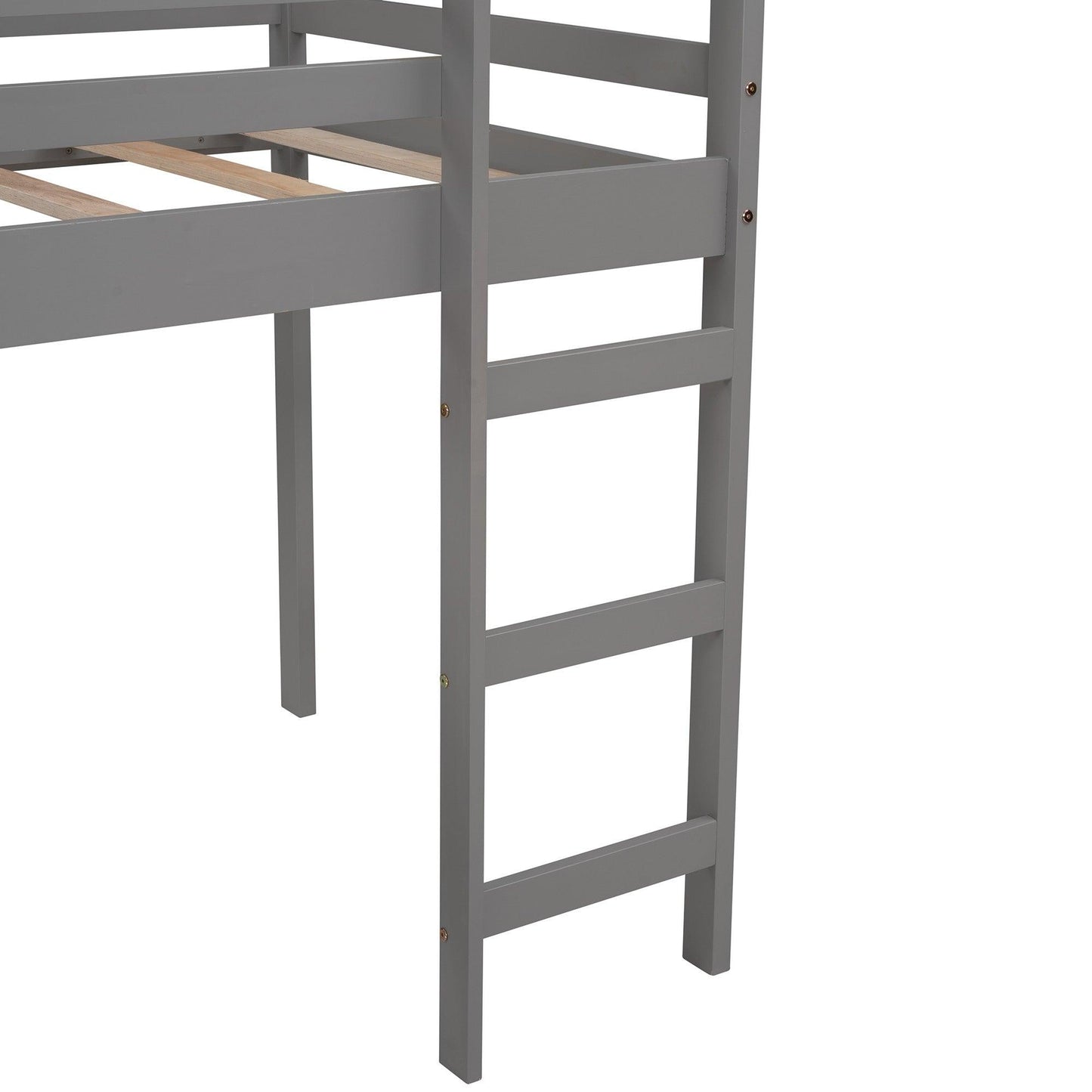 Gray Twin Size Slide House Loft Bed - FurniFindUSA