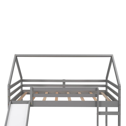 Gray Twin Size Slide House Loft Bed - FurniFindUSA