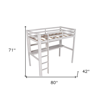 White Twin Loft Bed With Desk and Shelves - FurniFindUSA