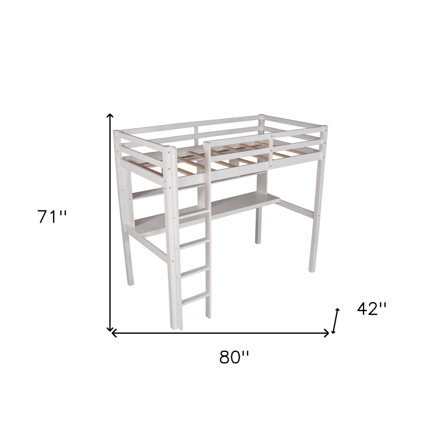 White Twin Loft Bed With Desk and Shelves - FurniFindUSA