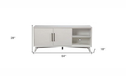 64" White Pine Solid Wood Open Shelving TV Stand HomeRoots