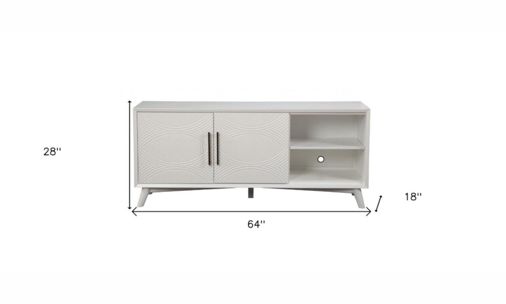 64" White Pine Solid Wood Open Shelving TV Stand HomeRoots