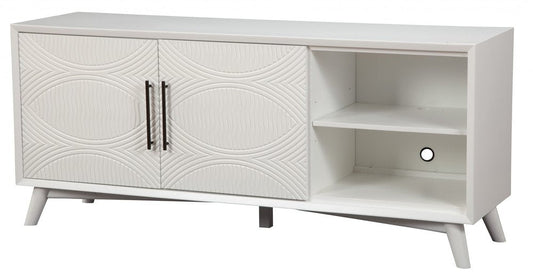 64" White Pine Solid Wood Open Shelving TV Stand HomeRoots