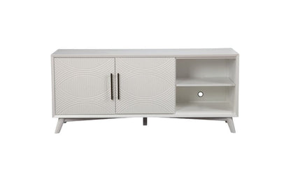 64" White Pine Solid Wood Open Shelving TV Stand HomeRoots