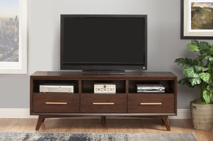64" Brown Mahogany Solid Wood Open Shelving TV Stand HomeRoots