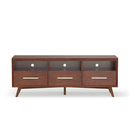 64" Brown Mahogany Solid Wood Open Shelving TV Stand HomeRoots