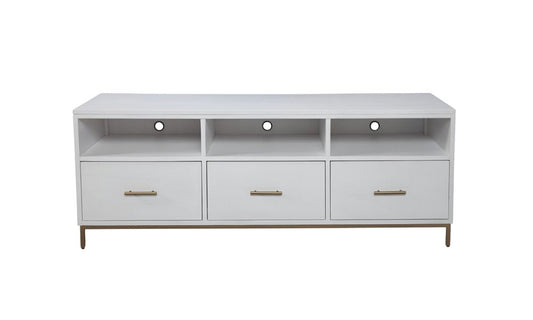 64" White Mahogany Solid Wood Open Shelving TV Stand HomeRoots