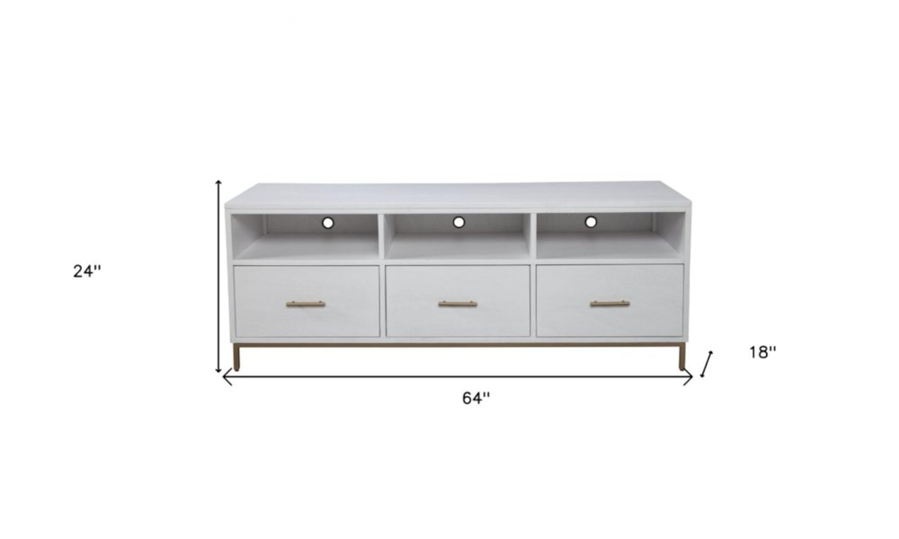 64" White Mahogany Solid Wood Open Shelving TV Stand HomeRoots