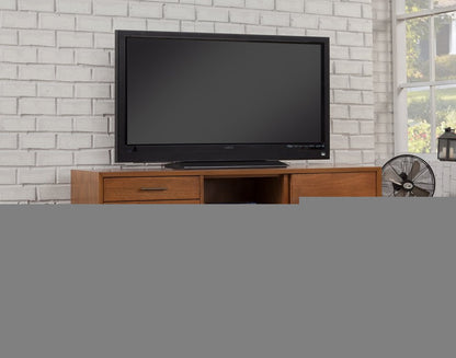 64" Brown TV Stand with Drawers and Sliding Door HomeRoots