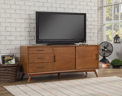 64" Brown TV Stand with Drawers and Sliding Door HomeRoots