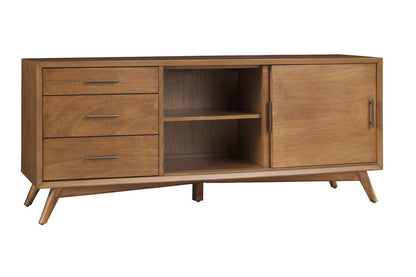 64" Brown TV Stand with Drawers and Sliding Door HomeRoots