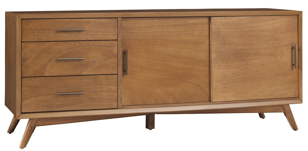 64" Brown TV Stand with Drawers and Sliding Door HomeRoots