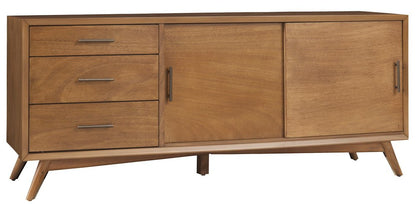 64" Brown TV Stand with Drawers and Sliding Door HomeRoots