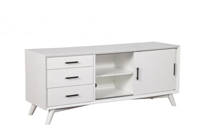 64" White Mahogany Solid Wood Enclosed and Open Storage TV Stand HomeRoots