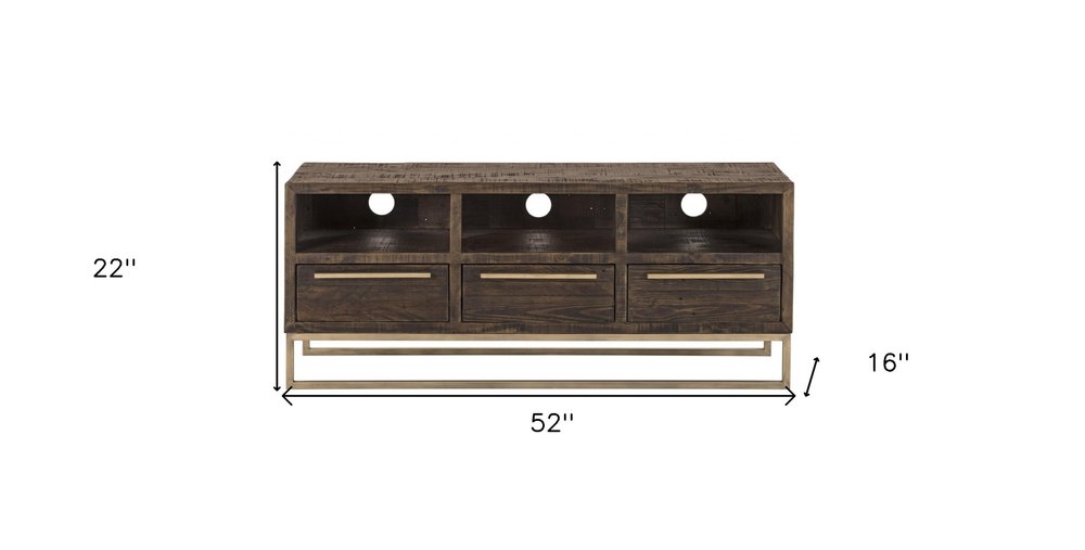 52" Deep Taupe Reclaimed Pine And Plywood Open Shelving TV Stand HomeRoots